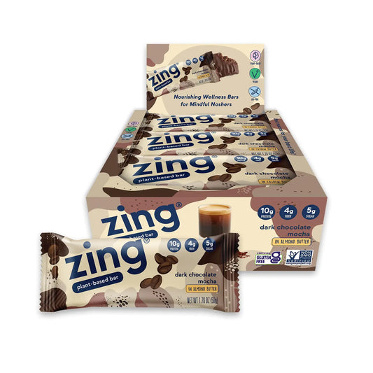 Zing Plant-Based Protein Bar - Dark Chocolate Mocha (12 Pack)