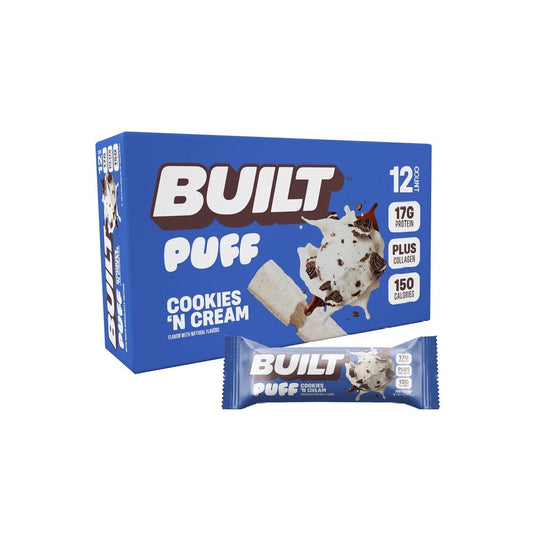 BUILT Puffs Protein Bars - Cookies 'N' Cream (12 Pack)